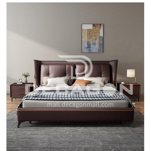 BC-3005 Russian imported larch, first-layer calf leather, solid wood board, high-density sponge, light luxury bed
